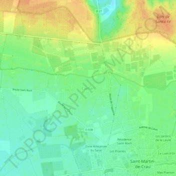 Caphan topographic map, elevation, terrain