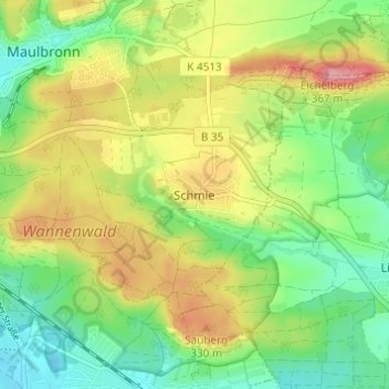 Schmie topographic map, elevation, terrain
