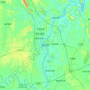Yongzhou topographic map, elevation, terrain
