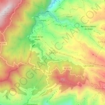 Coruña topographic map, elevation, terrain