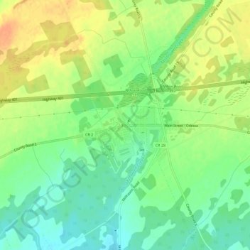 Odessa topographic map, elevation, terrain
