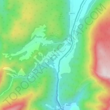 Kaldrma topographic map, elevation, terrain