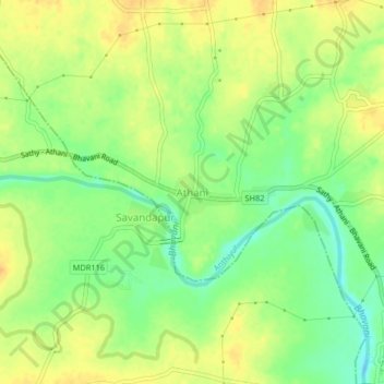 Athani topographic map, elevation, terrain