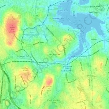 East Braintree topographic map, elevation, terrain