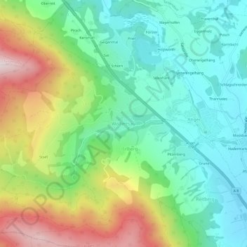 Wolfertsau topographic map, elevation, terrain