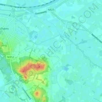 Zwiep topographic map, elevation, terrain