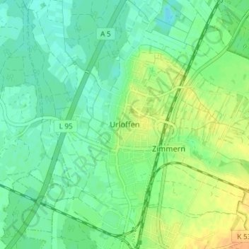 Urloffen topographic map, elevation, terrain