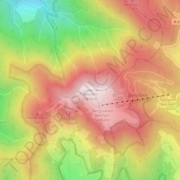 Belchen topographic map, elevation, terrain