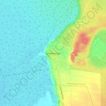 Limulunga topographic map, elevation, terrain