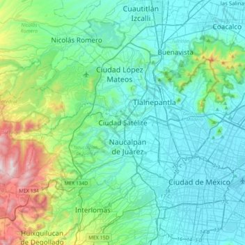 Ciudad Satélite topographic map, elevation, terrain