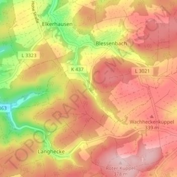 Klein-Weinbach topographic map, elevation, terrain
