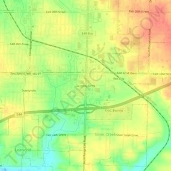 Gateway Drive topographic map, elevation, terrain