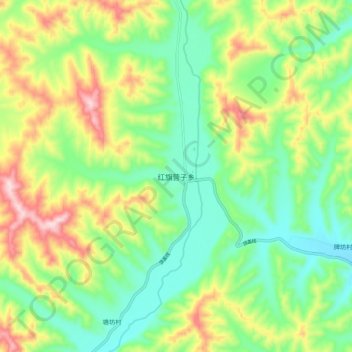 Hongqiyingzi topographic map, elevation, terrain