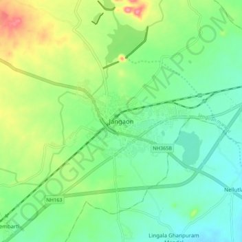 Jangaon topographic map, elevation, terrain