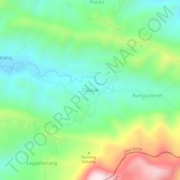 Cilebak topographic map, elevation, terrain