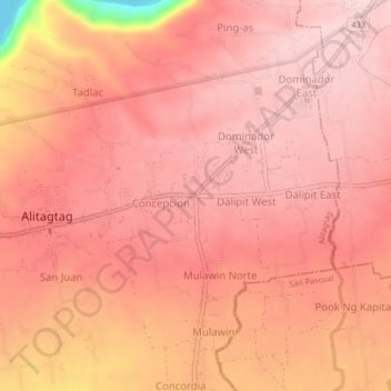 Pinagkurusan topographic map, elevation, terrain