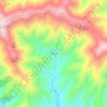 Aceitunilla topographic map, elevation, terrain