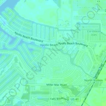 Apollo Beach topographic map elevation - Thumbnail 