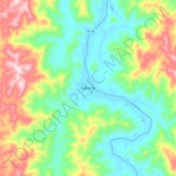 Iakora topographic map, elevation, terrain
