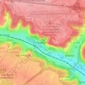 Vauboyen topographic map, elevation, terrain