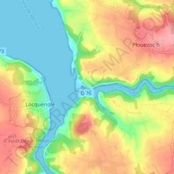 Le Dourduff topographic map, elevation, terrain