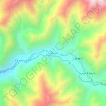 Sisicaya topographic map, elevation, terrain