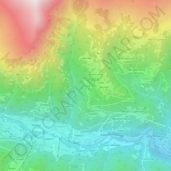 Durandi topographic map, elevation, terrain