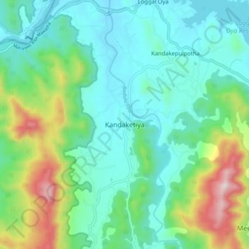 Kandaketiya topographic map, elevation, terrain