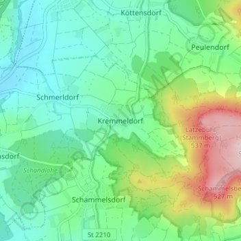 Kremmeldorf topographic map, elevation, terrain