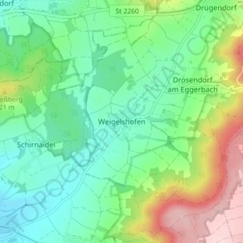 Weigelshofen topographic map, elevation, terrain