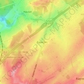 Eynatten topographic map, elevation, terrain