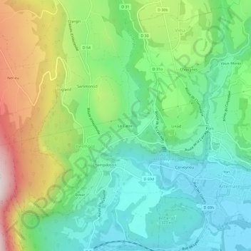 Le Caton topographic map, elevation, terrain