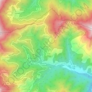 Quercetto topographic map, elevation, terrain