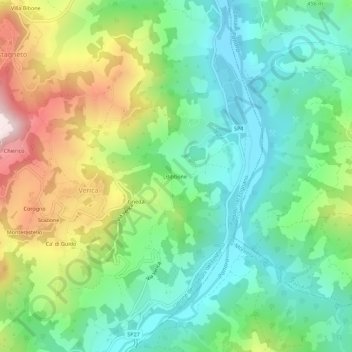 Bibbone topographic map, elevation, terrain