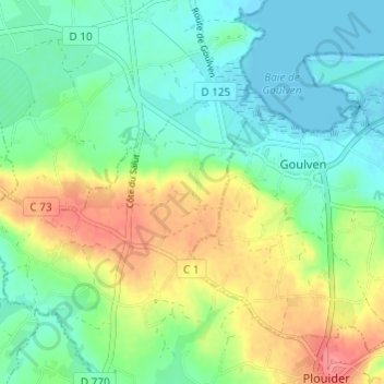 Kermabon topographic map, elevation, terrain