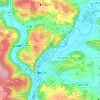 Zaar topographic map, elevation, terrain