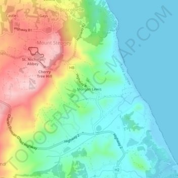 Morgan Lewis topographic map, elevation, terrain