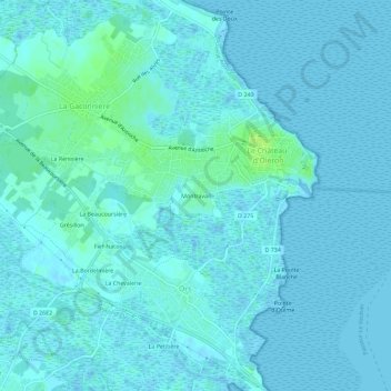 Montravail topographic map, elevation, terrain