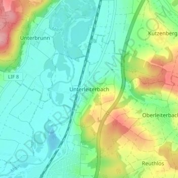 Unterleiterbach topographic map, elevation, terrain