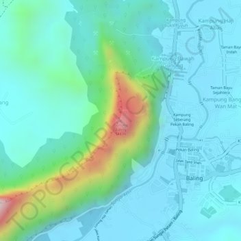 Gunung Baling topographic map, elevation, terrain