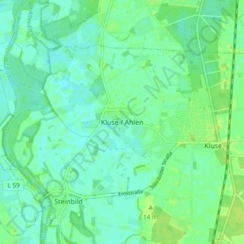 Kluse / Ahlen topographic map, elevation, terrain