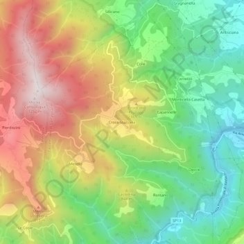Croce-Stazzana topographic map, elevation, terrain