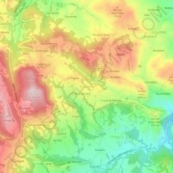 Pantano topographic map, elevation, terrain