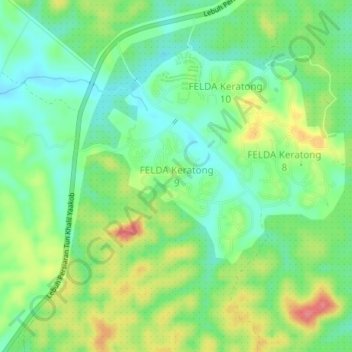 Felda Keratong 9 Topographic Map, Elevation, Terrain