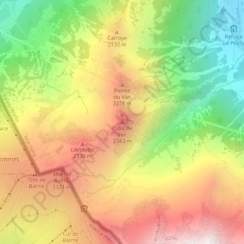 Croix de Fer topographic map, elevation, terrain
