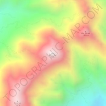 Cerro Curí topographic map, elevation, terrain