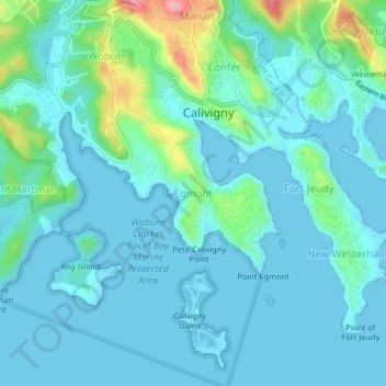 Egmont topographic map, elevation, terrain