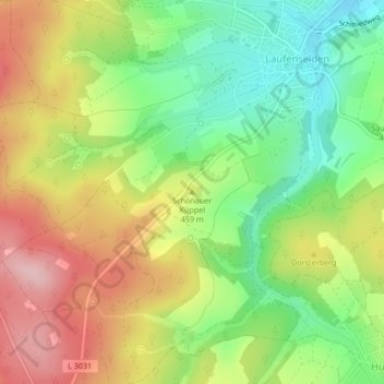 Schönauer Küppel topographic map, elevation, terrain