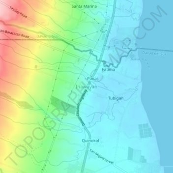 Inawayan topographic map, elevation, terrain