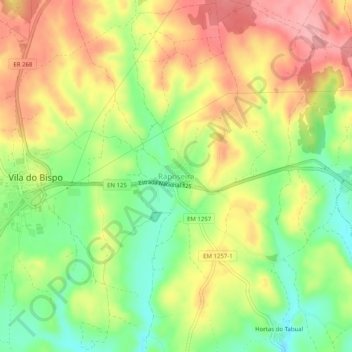 Raposeira topographic map, elevation, terrain